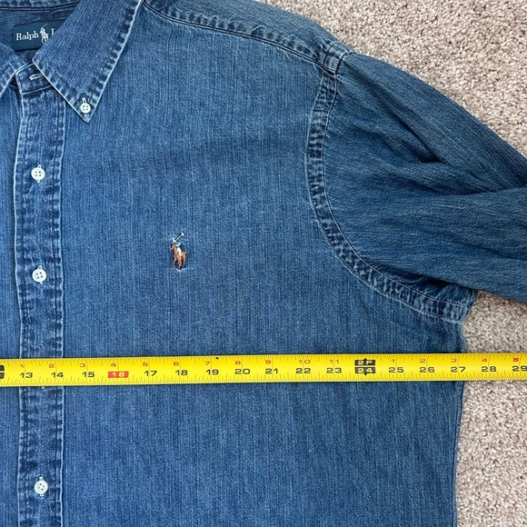 VINTAGE RALPH LAUREN Men's Denim Classic Fit Shirt Lightweight 100% Cotton XXL - Picture 3 of 8